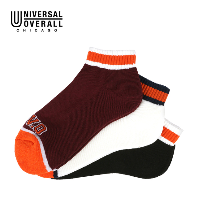 UNIVERSAL OVERALL メンズ 3P ソックス UNIV.O アンクル LU-368
