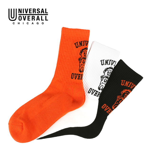 UNIVERSAL OVERALL メンズ 3P ソックス WINDY クルー LU-372