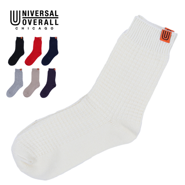 UNIVERSAL OVERALL レディースソックス コットンワッフルクルー LU-403A