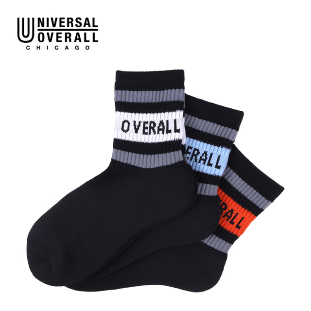 UNIVERSAL OVERALL レディース3Pソックス ロークルーリラインソックス LU-614