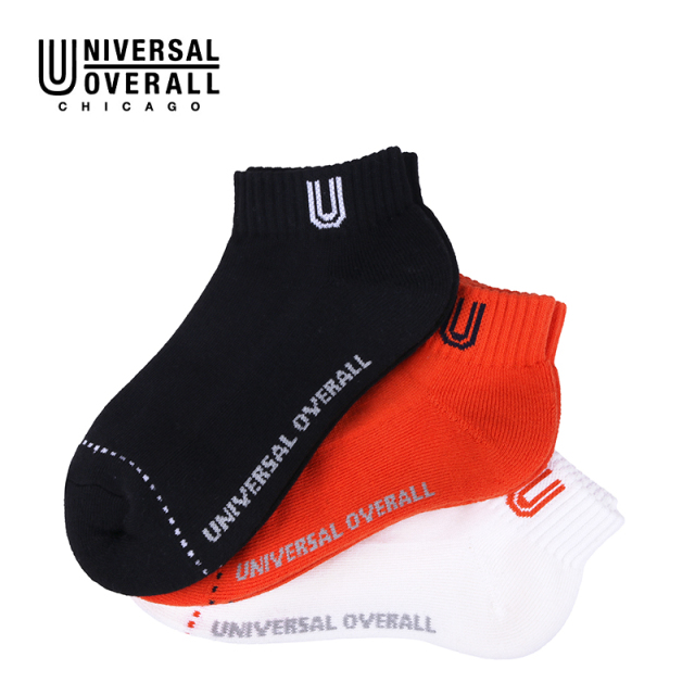 UNIVERSAL OVERALL レディース3Pソックス ショート丈サイドUロゴ LU-615