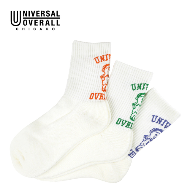 UNIVERSAL OVERALL レディース3Pソックス WINDY クルー LU-641