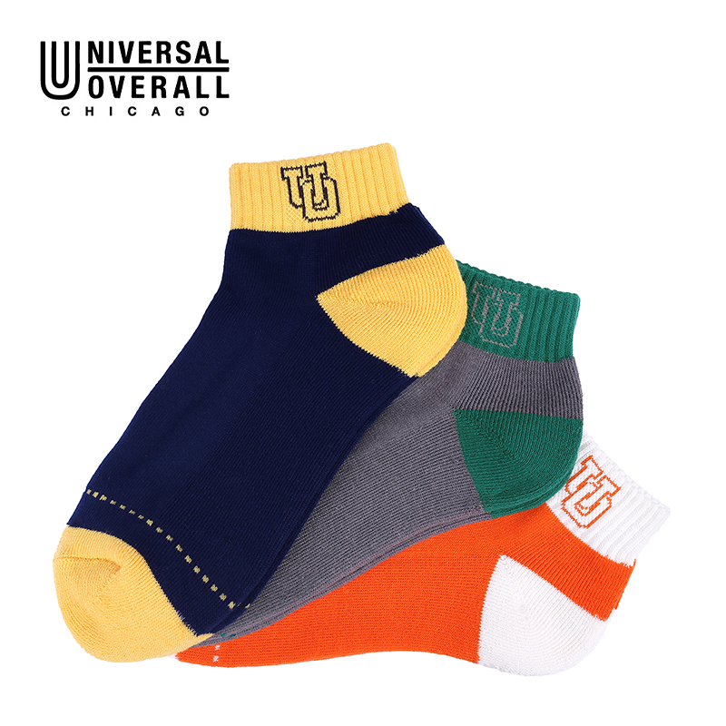 UNIVERSAL OVERALL メンズ 3P ソックス サイド UO ロゴ LU-363