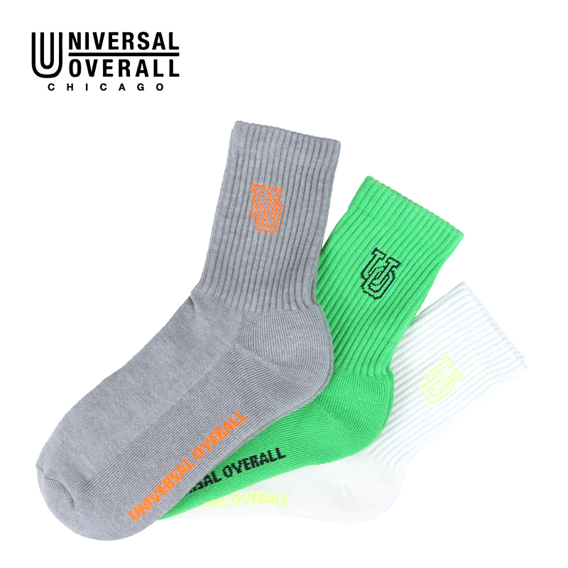 UNIVERSAL OVERALL レディース3Pソックス サイドUOロゴ LU-624