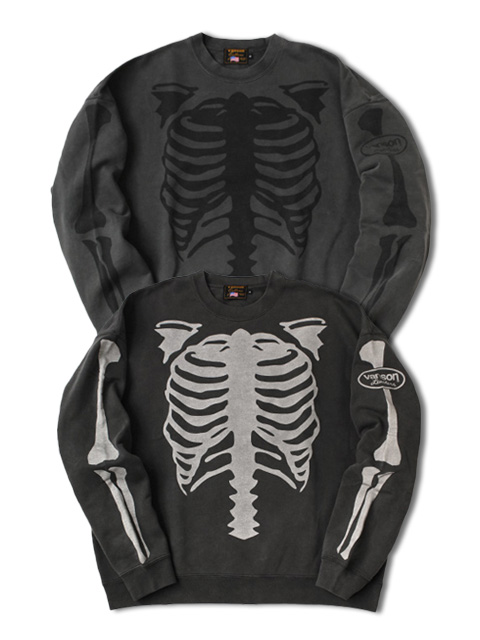VANSON　SKULL & BONE CREW NECK SWEAT SHIRTS