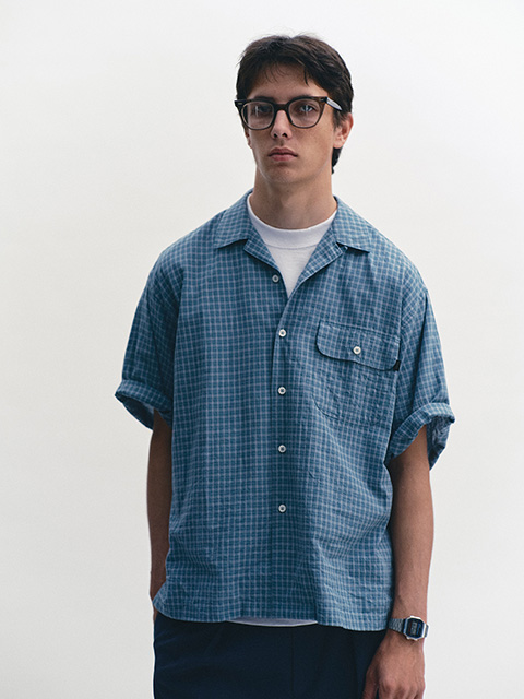 SEDAN ALL-PURPOSE Dobby Plaid Open Collar S/S Shirt