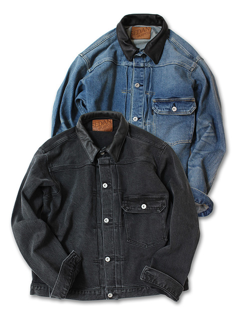 SEDAN ALL-PURPOSE　Leather Collar Denim Jacket