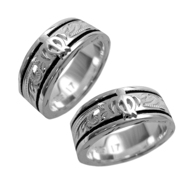 ペアリング】3面彫刻○6mm幅ヘビーウェイトハワイアンジュエリー  