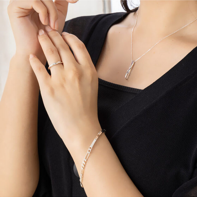 刻印可能シルバープレートペアブレスレット
