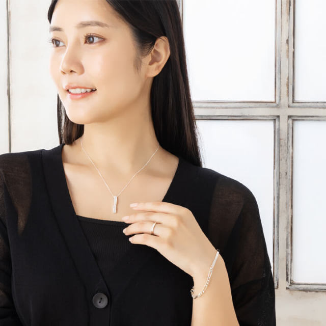 即日発送】【刻印可】シルバーチェーン プレートペアブレスレット