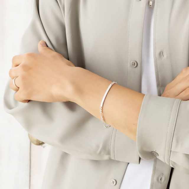 刻印可能シルバープレートペアブレスレット