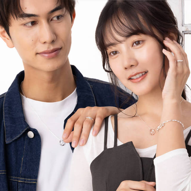 誕生石 メンズネックレス リングモチーフ シルバー