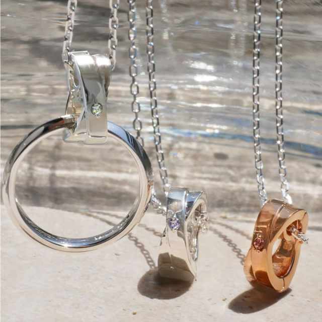 誕生石対応】シルバー リングホルダー ペア ネックレス リング用ペア