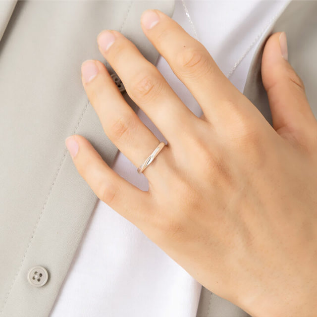 ダイヤモンド ペアリング 刻印 シルバー925 合わせるとハートになる