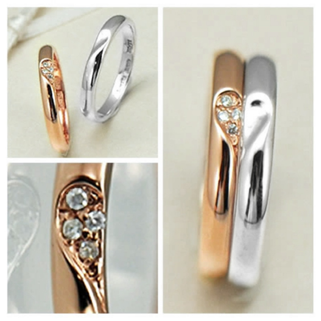 ペアリング シルバー925 ハートが完成するペアリング