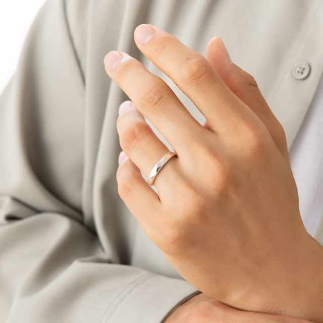 シルバー リング ファセット 多面体 カット デザイン 刻印 LSR0132RM