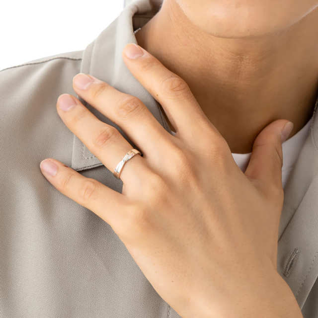 2石選べる誕生石】 ダイヤモンド ペアリング 刻印 ダイヤ クロス