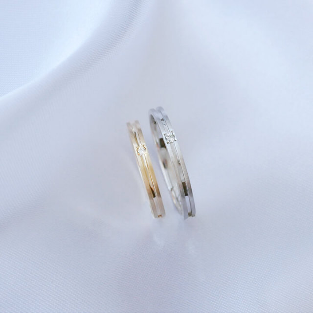 セミオーダー ダイヤモンド フラット メンズリング K10 K18 Pt900 18金