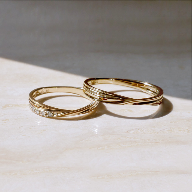 18K プラチナ デザインリング 10号 Avaron シンプル イエローゴールド リング 指輪 レディース