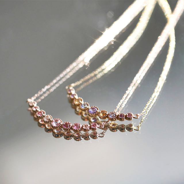 K10 ピンクゴールド 天然石ビーズ ネックレス
