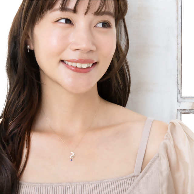 Xmas限定誕生石が選べる三日月10金ネックレス