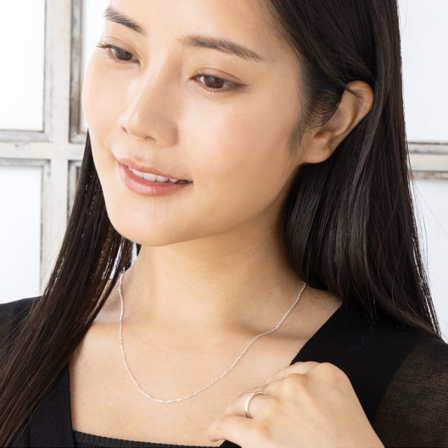 シルバー 角アズキチェーン カットアズキチェーン