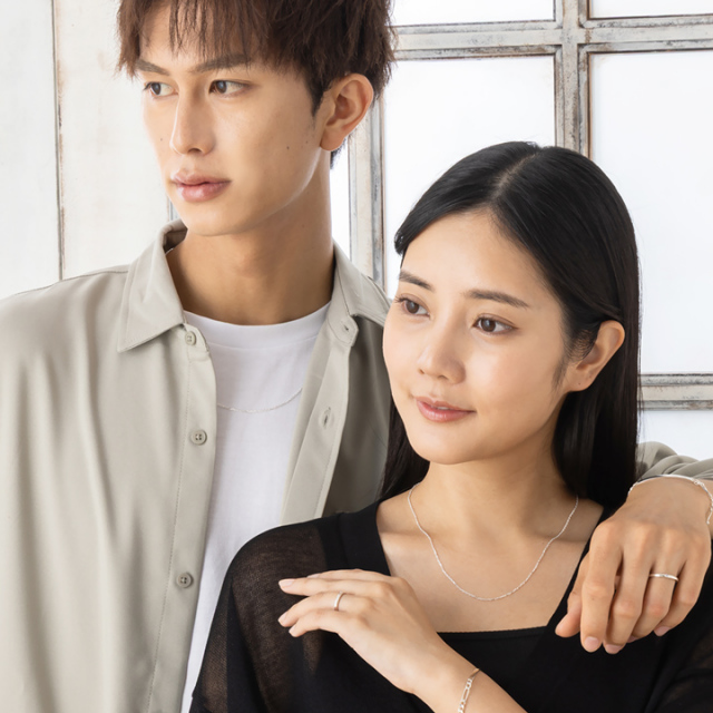 シルバー 角アズキチェーン カットアズキチェーン