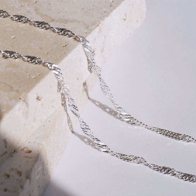 即日発送】シルバー スクリューチェーン 長さ 40cm 45cm 50cm 55cm 太