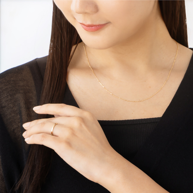 10金 18金 角アズキチェーン カットアズキ 40cm 45cm 50cm 55cm 60cm