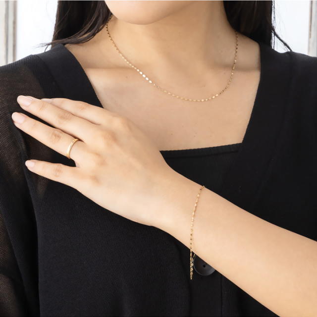 10金 18金 エクレア ゴールドチェーンブレスレット K10 K18 18cm 太さ