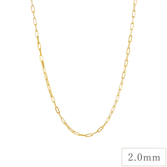 【激安】18金 チェーン ネックレス 中空 ペーパークリップ 18金 50cm ネックレス チェーン 中空ペーパークリップ K18 18金 k18
