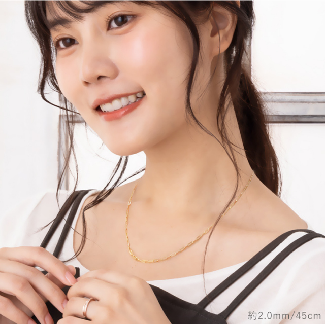 18金 中空ペーパークリップチェーン 40cm 45cm 50cm 55cm 60cm 太さ2.0