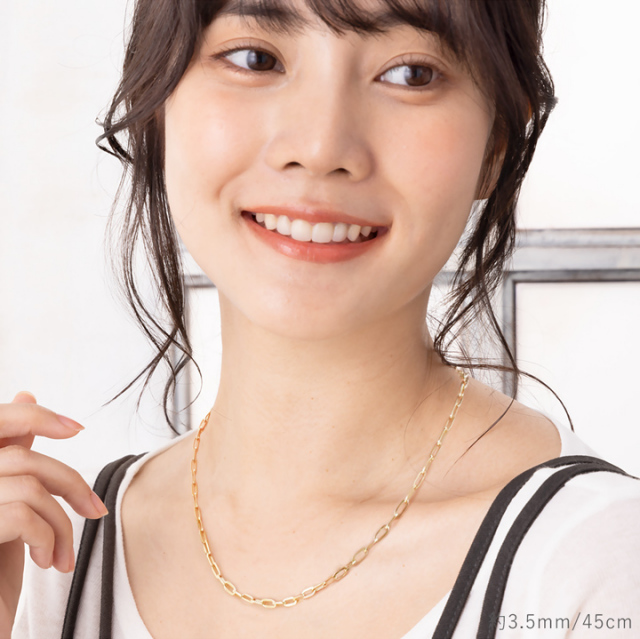 【激安】18金 チェーン ネックレス 中空 ペーパークリップ 18金 55cm 18金 中空ペーパークリップチェーン 40cm 45cm 50cm 55cm 60cm