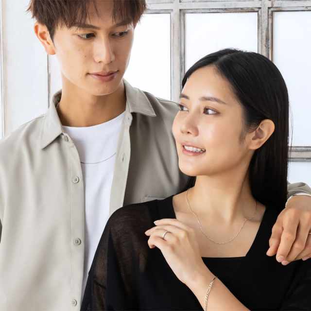 国産ステンレスチェーンペアネックレス