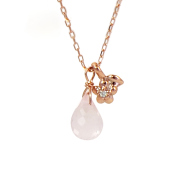 【納期約3週間】ローズクォーツ　K10ピンクゴールド　ドロップモチーフネックレス【LSP6010DRQPK】 Lovers & Ring　ラバーズリング  [お祝い 誕生日 プレゼント 記念日]