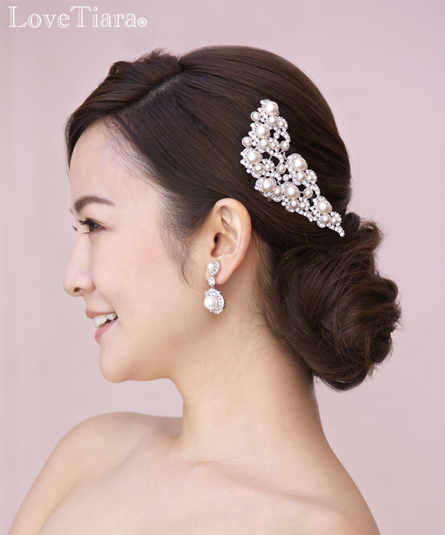 ヘッドドレス【クロエ】パール 髪飾り・花冠 ビジュー・サイドコーム