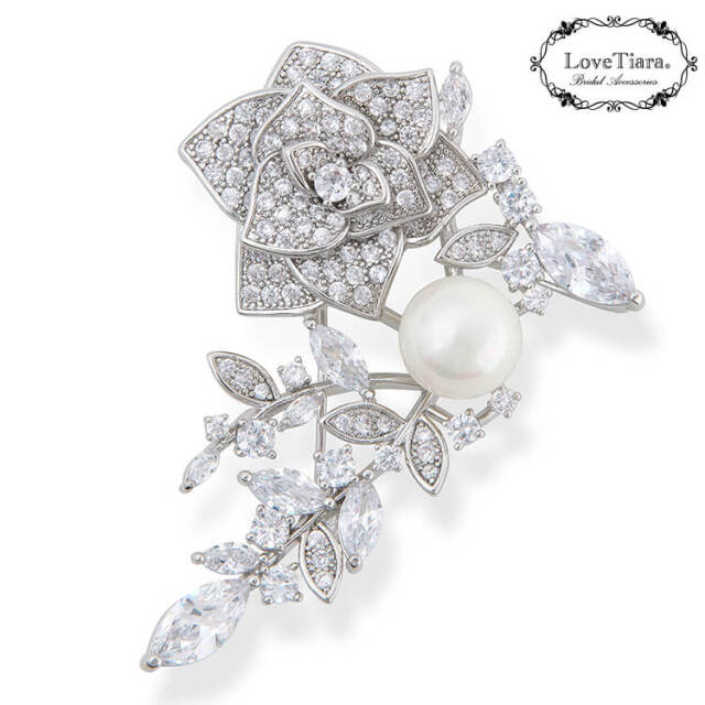 イタリア製 Pietra Dura象嵌細工 バラ文様 ブローチ シルバー800 楽天