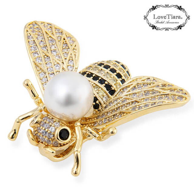 ミツバチのジルコニアブローチ 通信販売ブライダルウェディング通販
