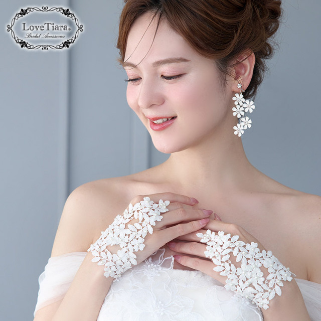フィンガーレスグローブ【プリシラ】 結婚式の手袋・グローブ ショート