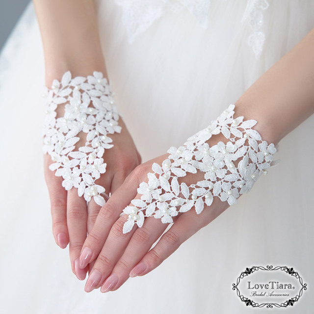 フィンガーレスグローブ【プリシラ】 結婚式の手袋・グローブ ショート