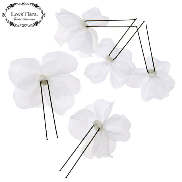 オーガンジーフラワーヘアピン５本セット 商品イメージ