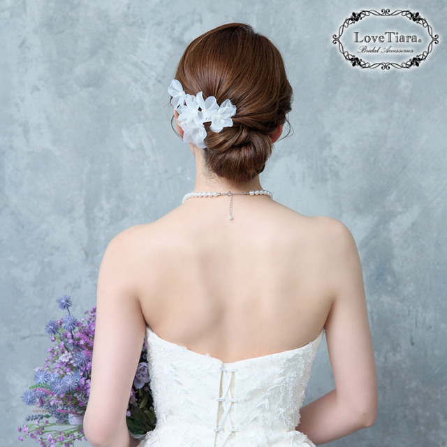 オーガンジーフラワーヘアピン５本セット 着用イメージ