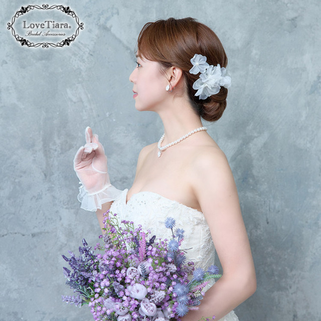 オーガンジーフラワーヘアピン５本セット 着用イメージ