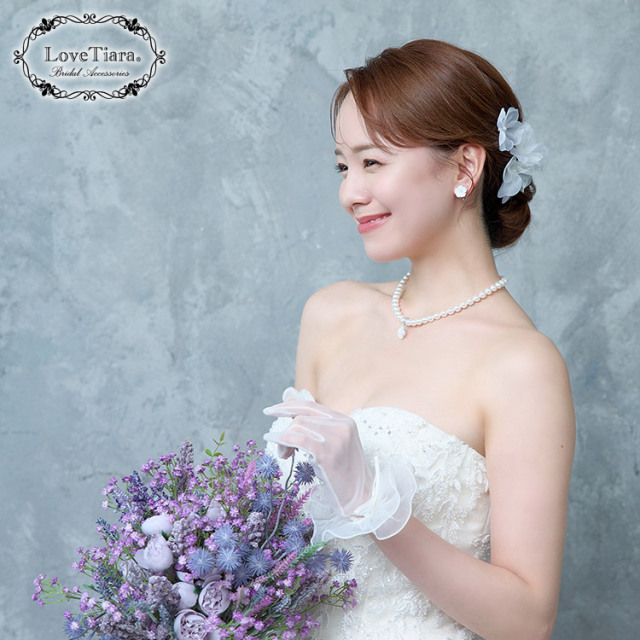 オーガンジーフラワーヘアピン５本セット 着用イメージ