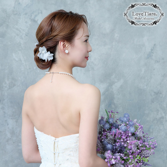 オーガンジーフラワーヘアピン５本セット 着用イメージ