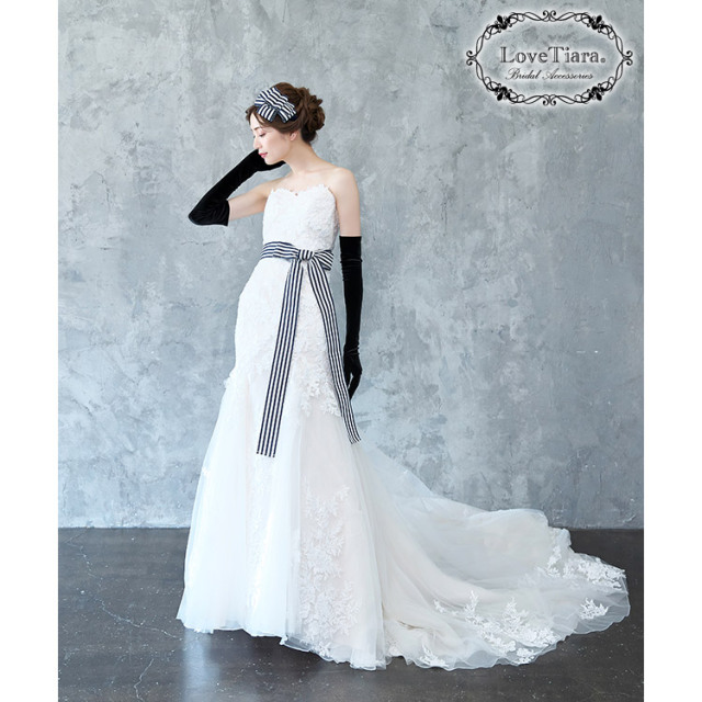 カチューシャ【ストライプブルーグランデ】 通信販売ブライダル