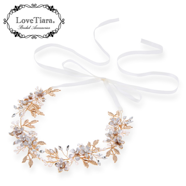 リボンカチューシャ【ミア】髪飾り・花冠 小枝アクセサリー