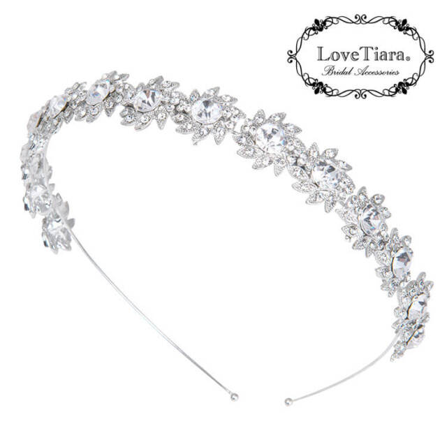LoveTiara クリスタルカチューシャ 2連クリスタルカチューシャ＆イヤリング/ ピアスセット 通信販売