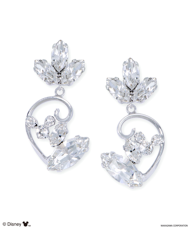 ミッキーマウス ネックレス イヤリングセット ループ クリスタル ラインストーン ブライダル ウェディングアクセサリー通販 ラブティアラ