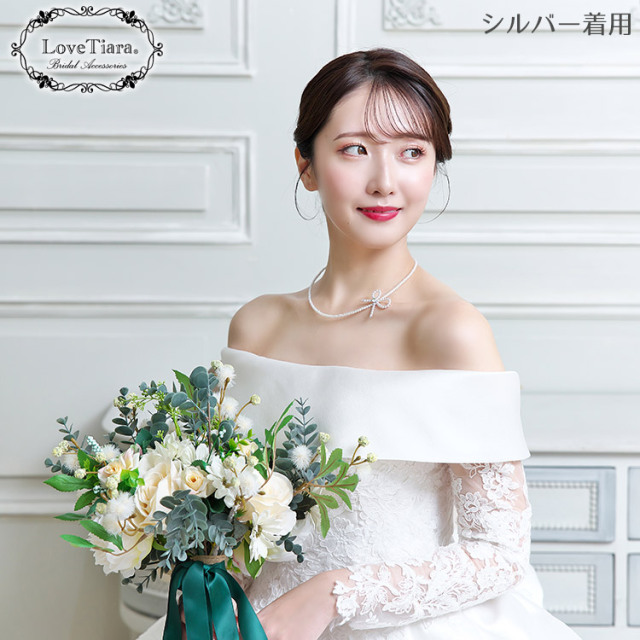 プティリボンパールネックレス 着用イメージ